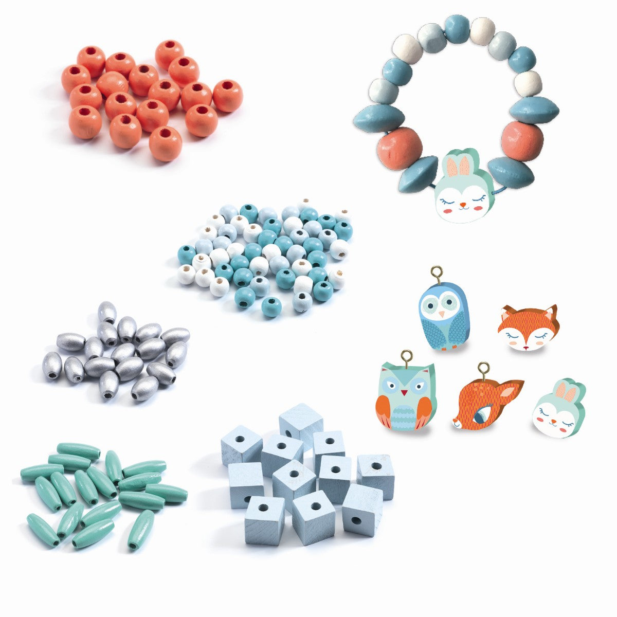Djeco Wooden Beads, Forest Animals