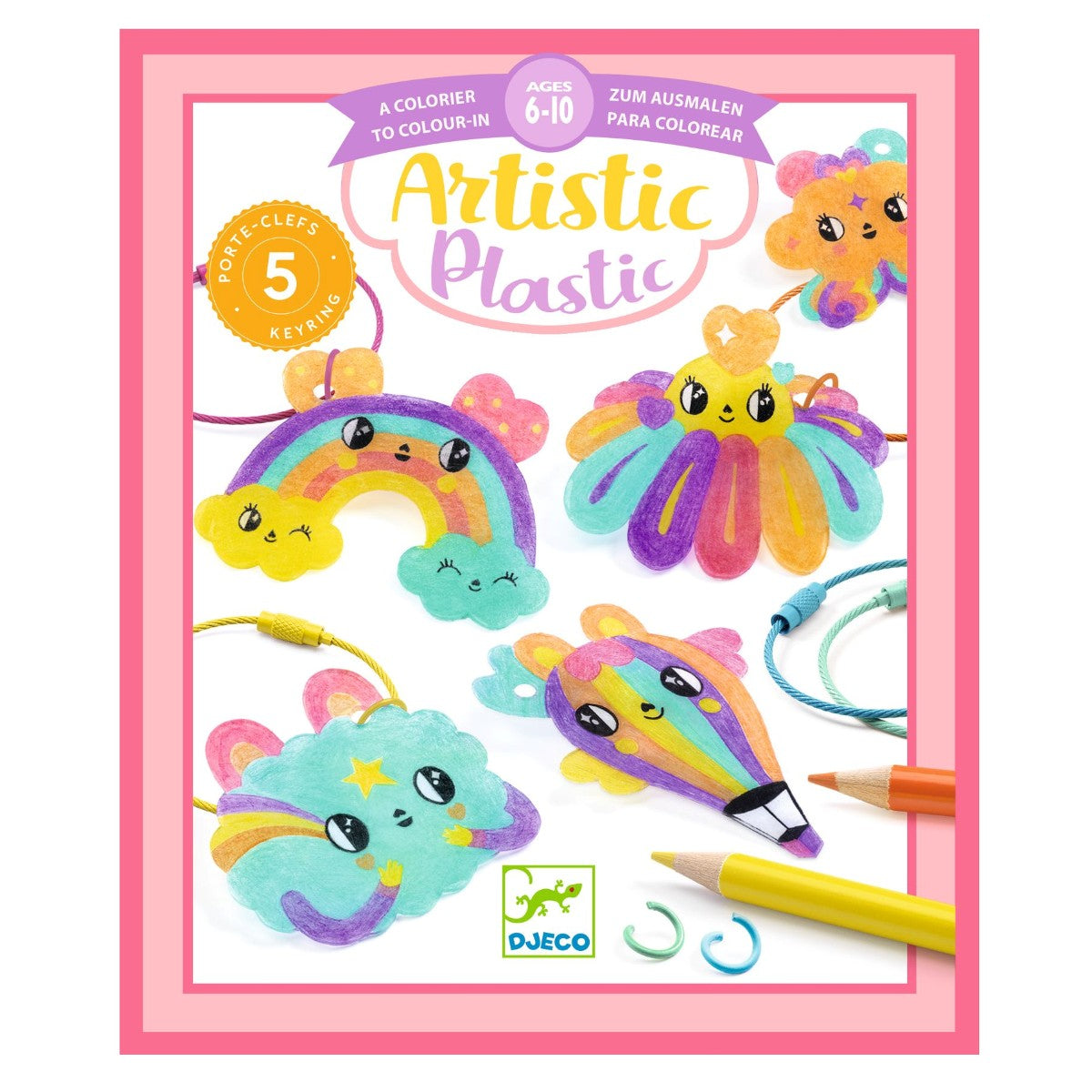 Djeco kreativ æske, Artistic plastic - Kawaii nøgleringe i krympeplast