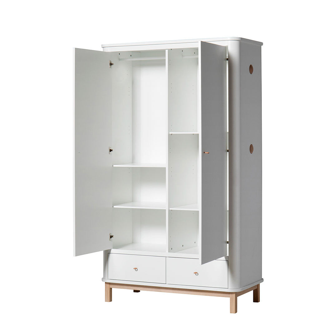 Oliver Furniture Wood Wardrobe with 2 Doors, White/Oak – 204 cm High