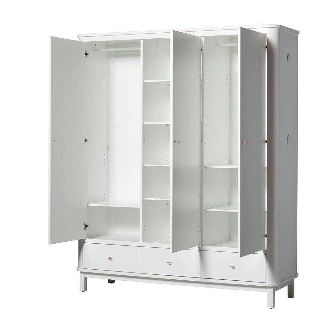 Oliver Furniture Wood Wardrobe with 3 Doors, White - Height 204 cm