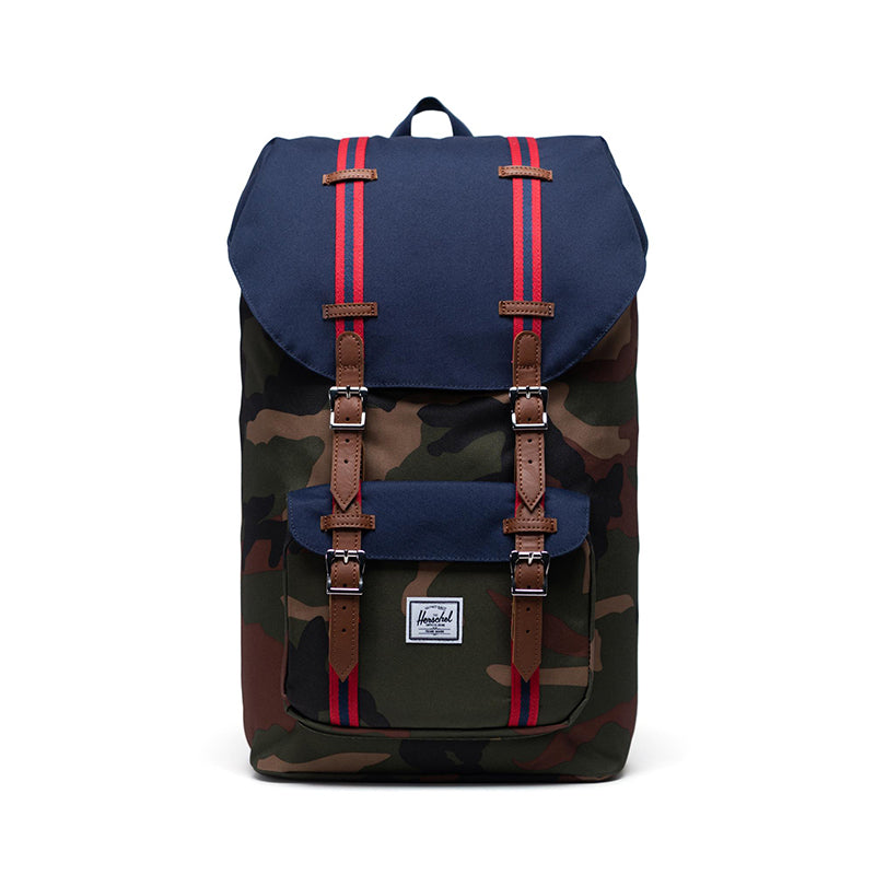 Herschel Little America rygsæk i camouflage, mørkeblå og tanfarvet design