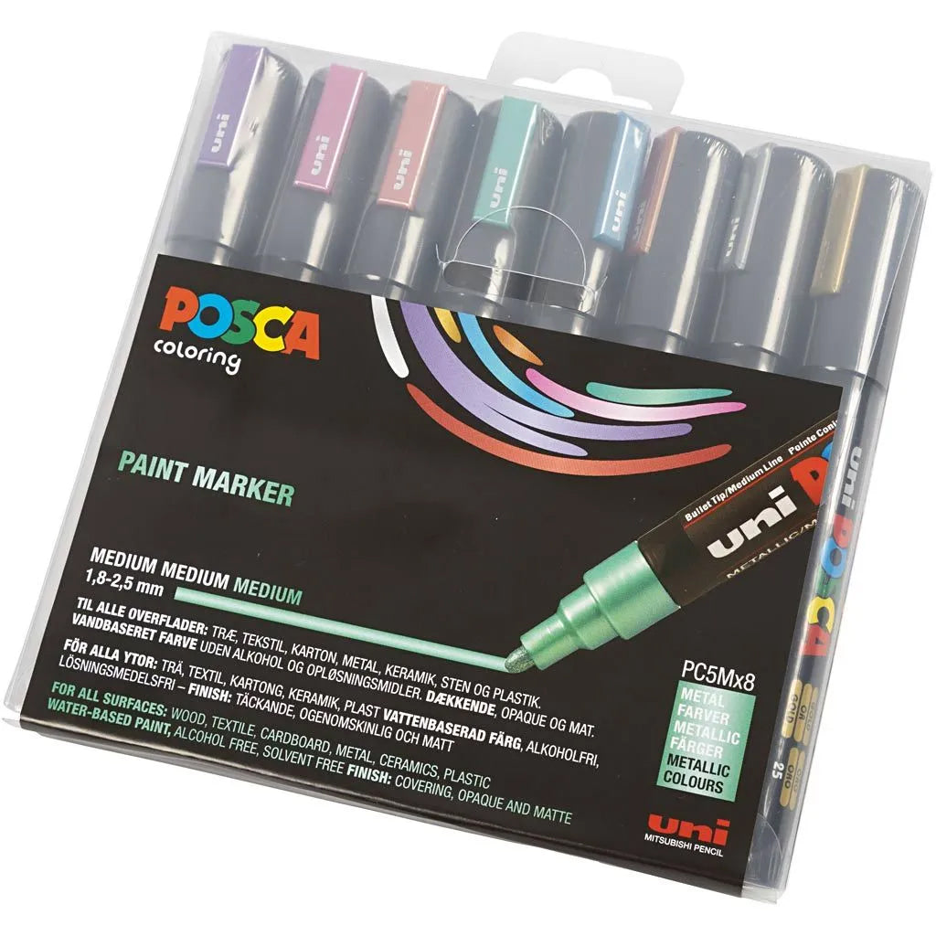 Posca Markers, 2.5 mm Tip - Set of 8 Metallic