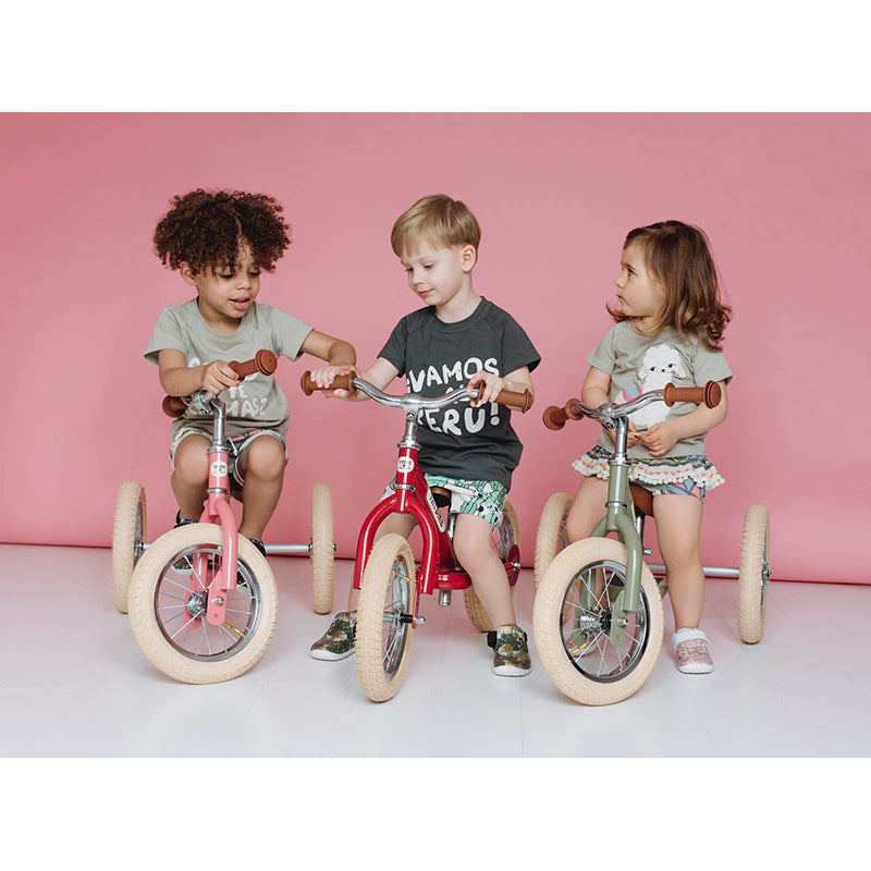 Trybike Tricycle Balance Bike, Vintage Blue with Retro Look