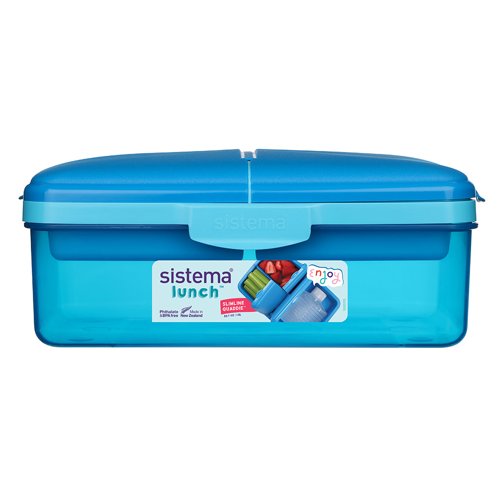 Sistema Lunchbox and Water Bottle Set, Slimline Quaddie 1.5 L - Blue