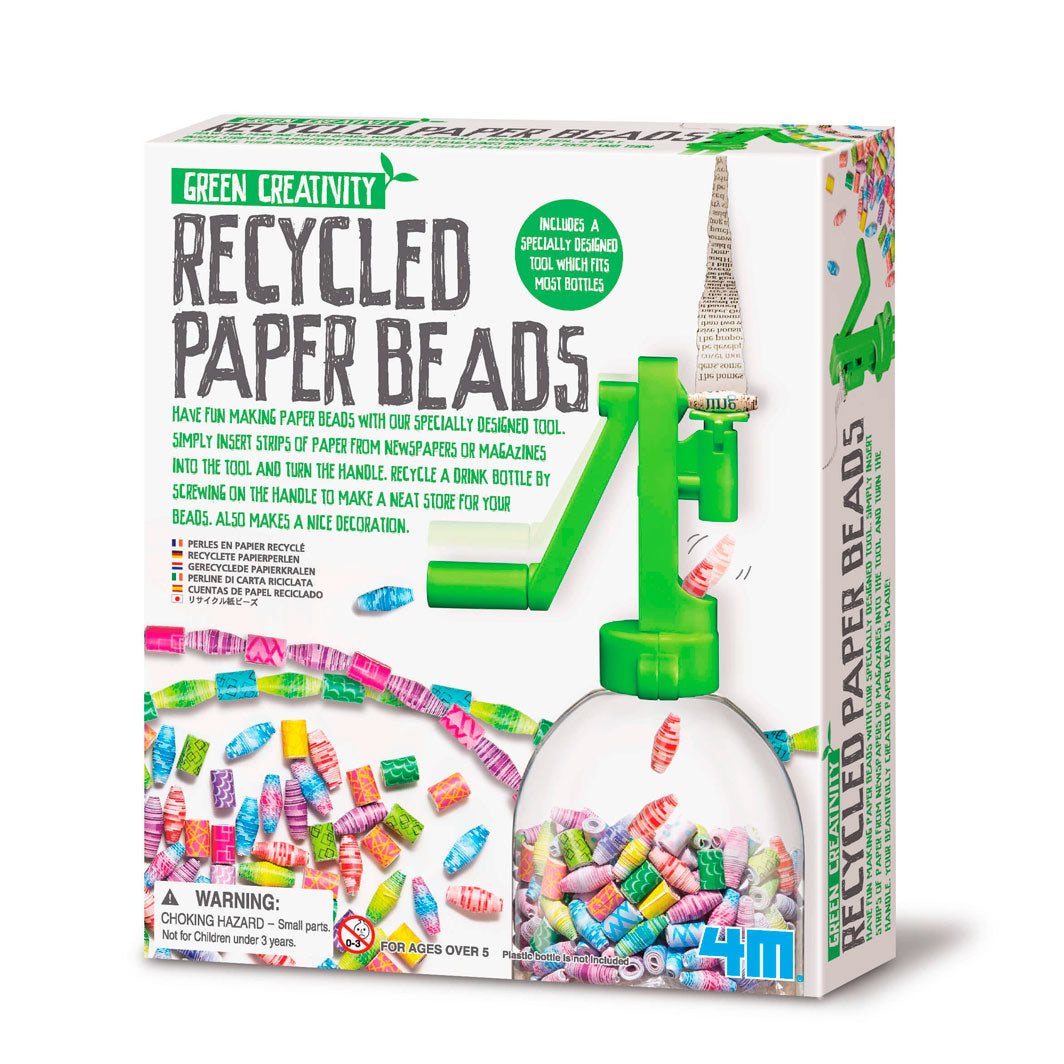 4M green science, creativity eksperiment sæt - genbrugsperler, lav dine egne perler af gamle aviser, kreativ leg