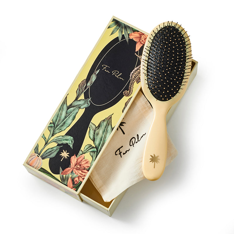 Fan Palm hårbørste, medium, Sunshine wet brush - Yellow glitter