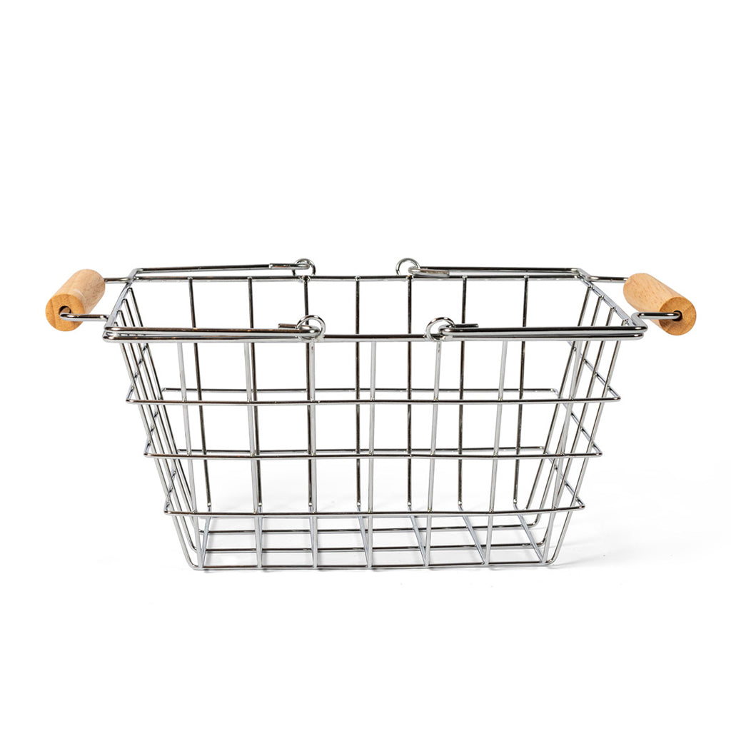 Mamamemo Shopping Basket – Metal with Wooden Handle