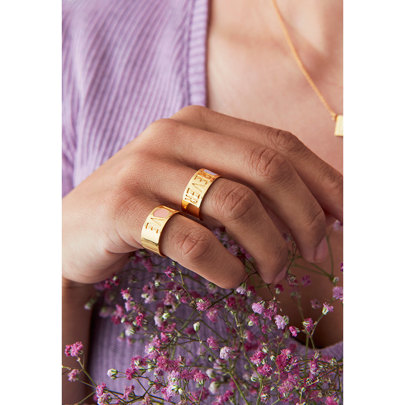 Design Letters Love Ring, Gold - Nude - Size 50-56