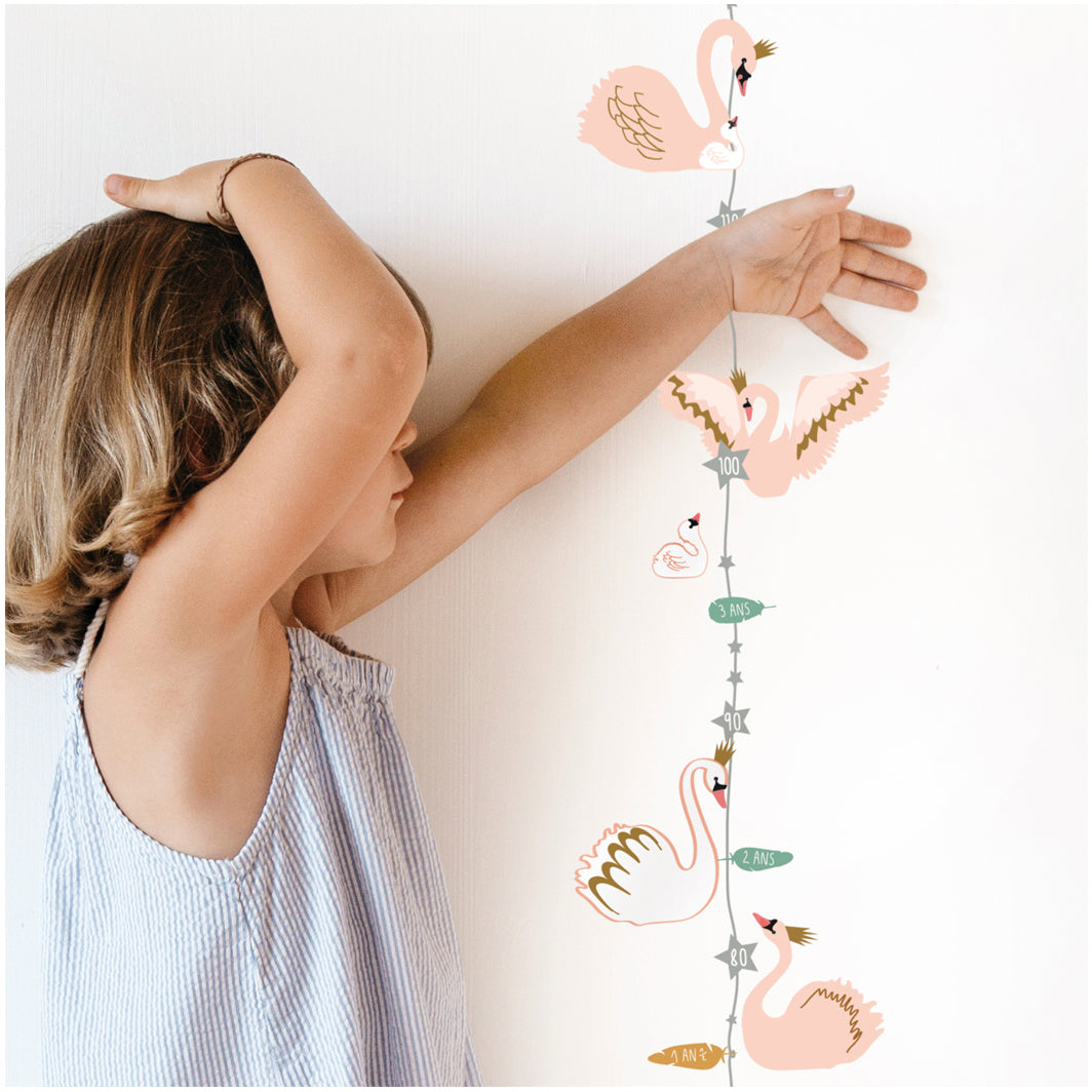 Mimi Lou Wall Sticker, Height Chart - Swans