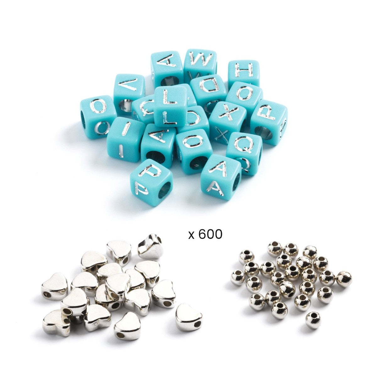Djeco Beads, Alphabet, Silver