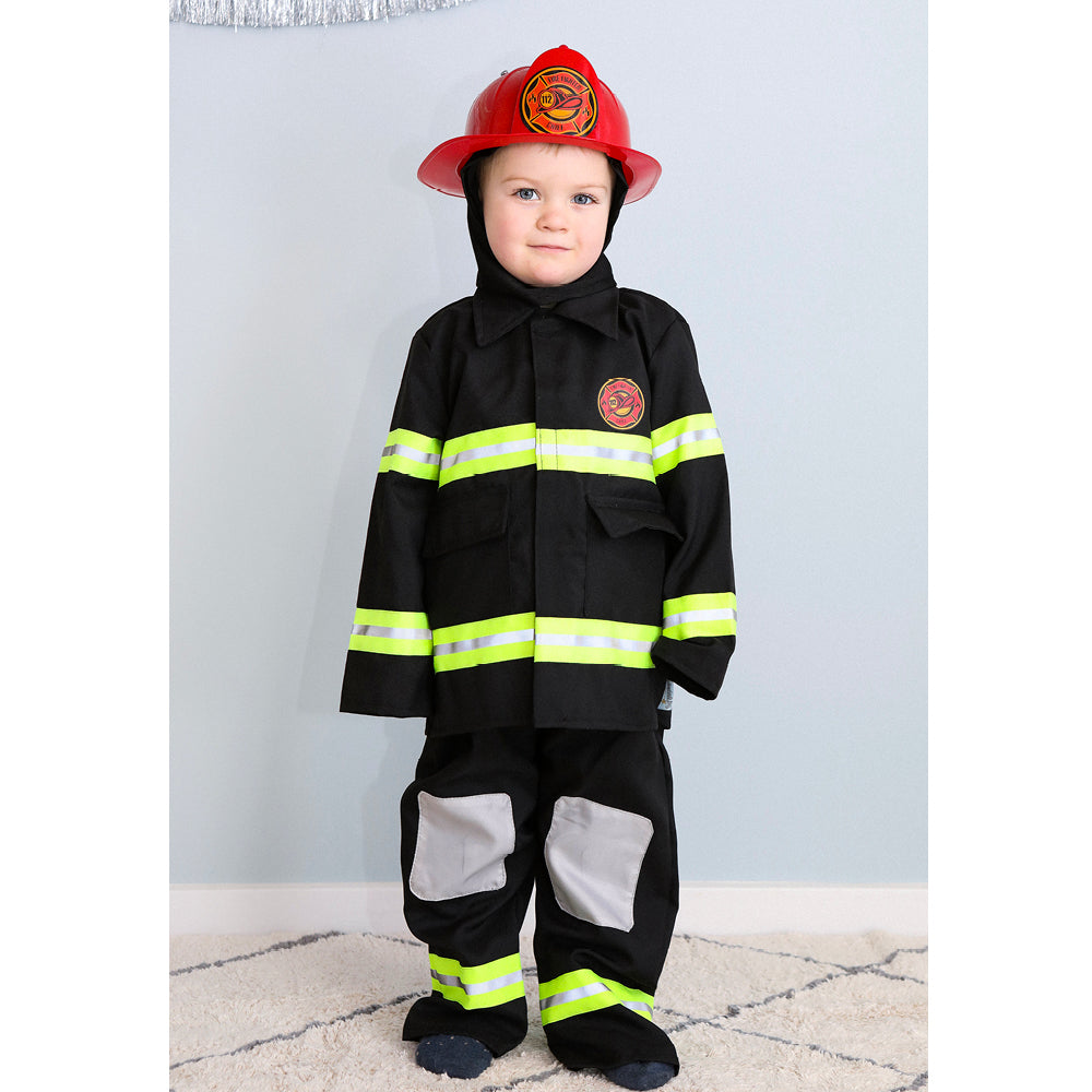 Den Goda Fen brandmandskostume til børn, str 4-6 år med jakke, bukser og hjelm
