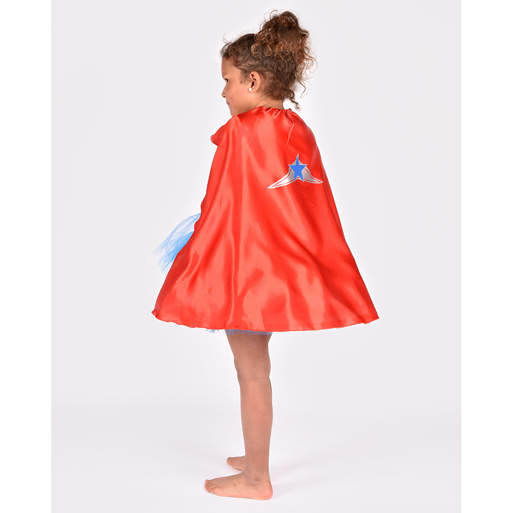 Den Goda Fen Costume, Super Wondergirl with Cape - Size 4-6 Years