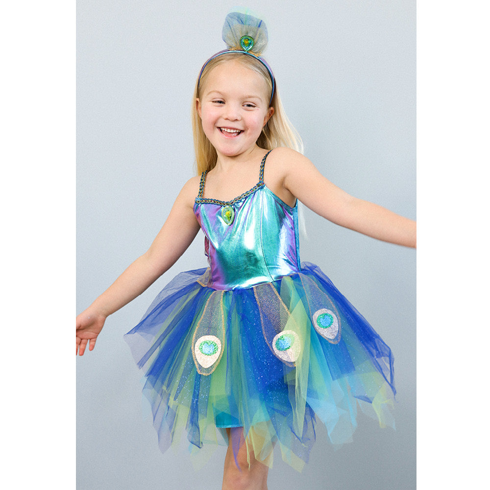 Great Pretenders Costume, Peacock Dress and Headband - Size 4-6 Years
