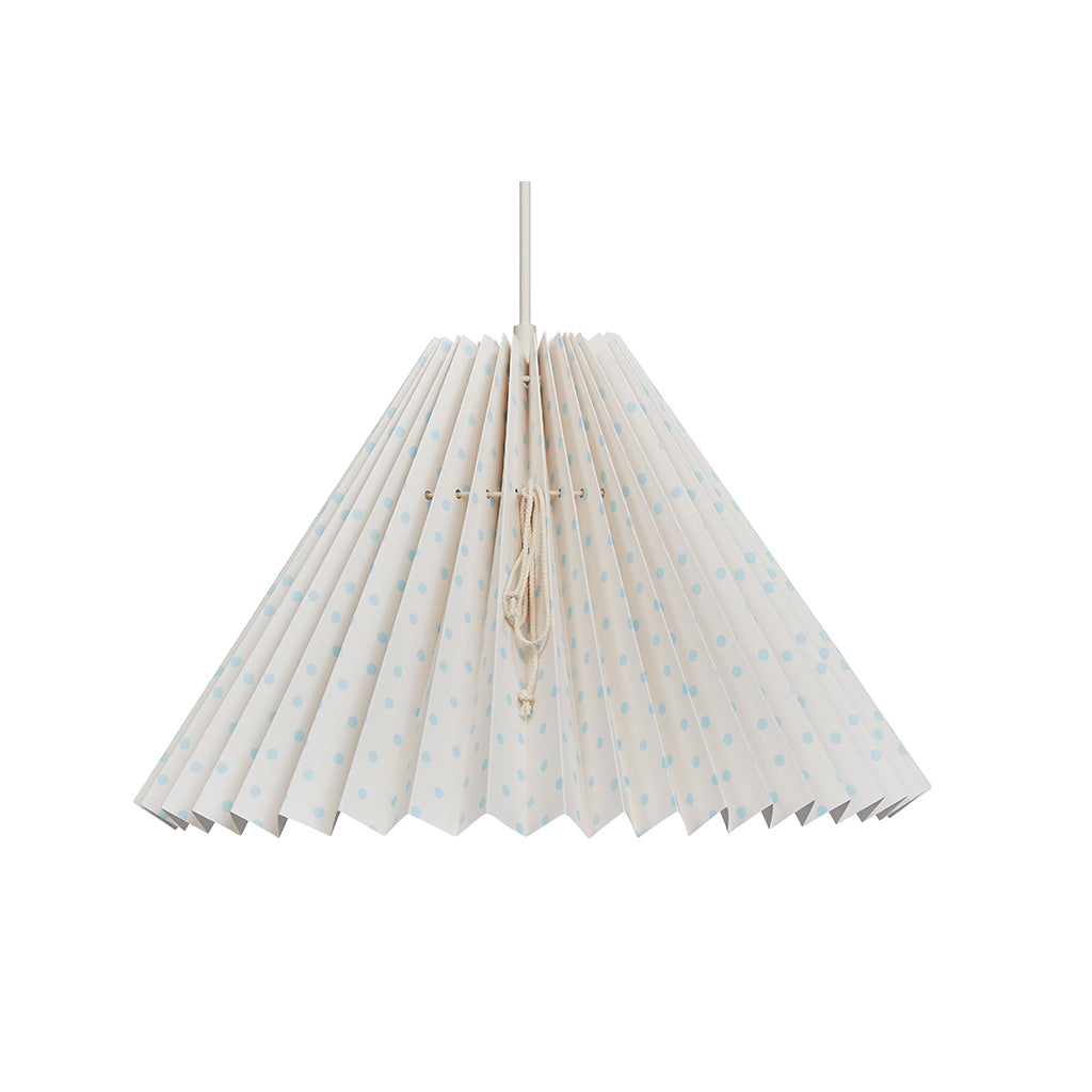 Pink Rose Loftslampe m foldet skærm i papir - 32 cm - Beige m. lyseblå prikker