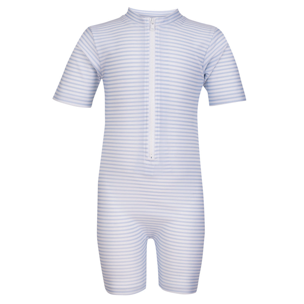 Petit Crabe UV Suit with Zipper, Natsu, Baby Blue/White – For ages 0 to 8 years