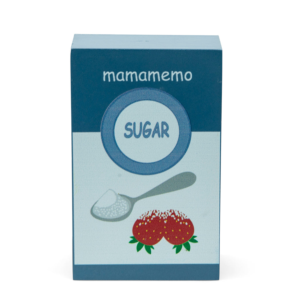 Mamamemo legemad i træ, sukker pakke, legetøj til rolleleg