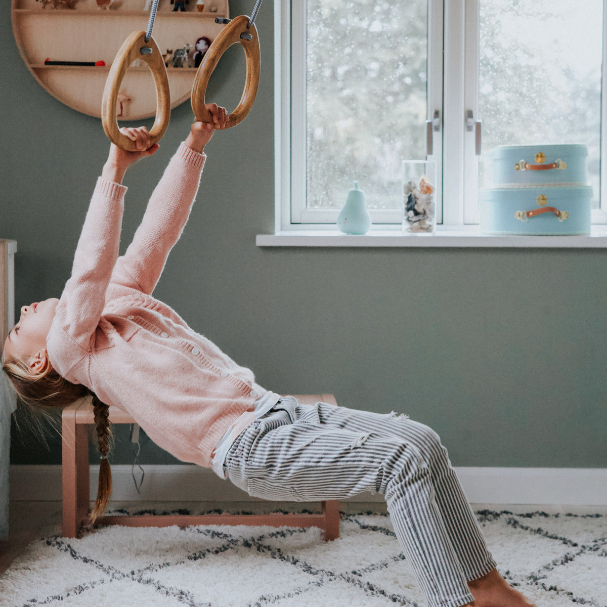 Lillagunga Gymnastic Rings, Oak - Grey