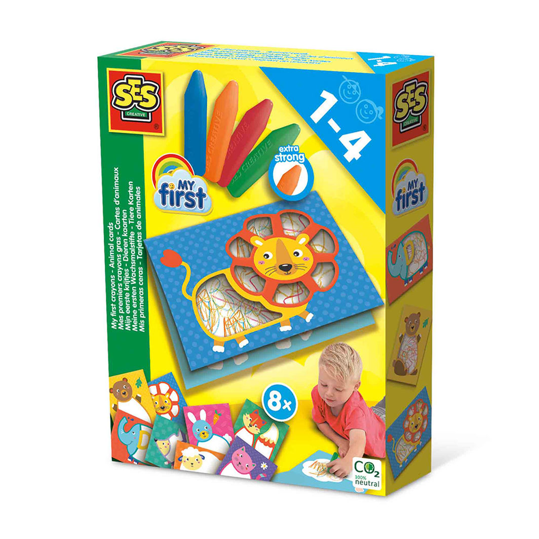 SES Creative My First Creative Set, Crayons and Animal Cards - Ages 1-4