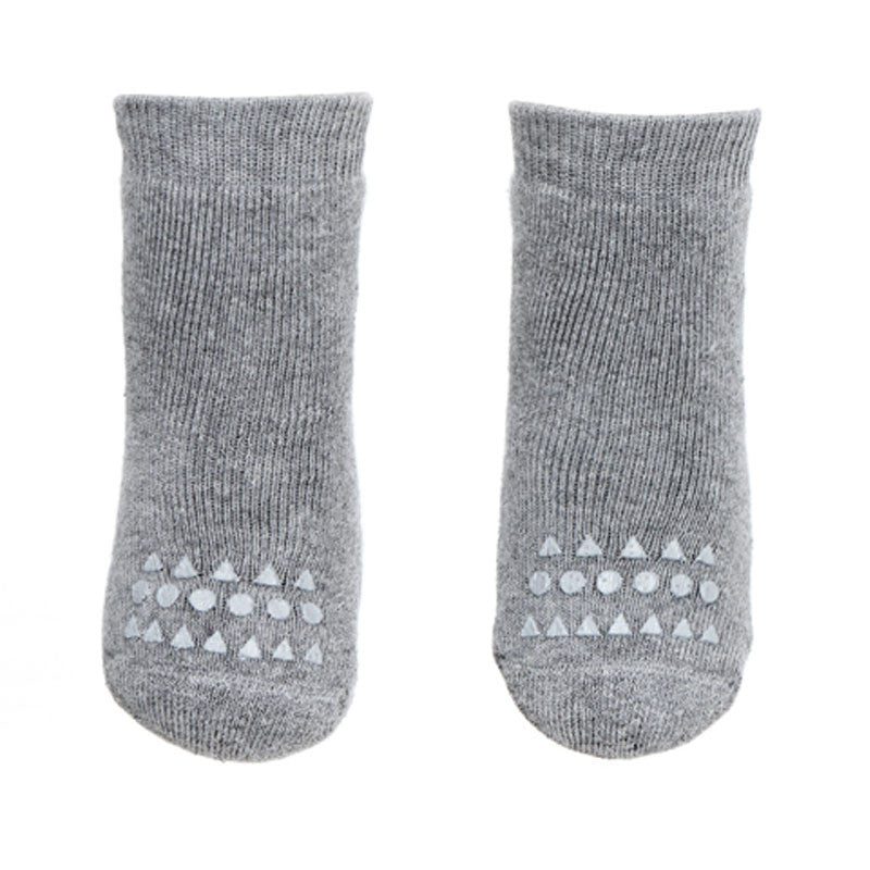GoBabyGo Non-Slip Socks with Rubber Dots, Grey Melange
