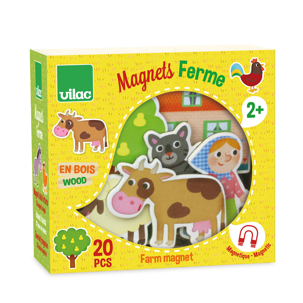 Vilac Wooden Magnets, Farm Animals