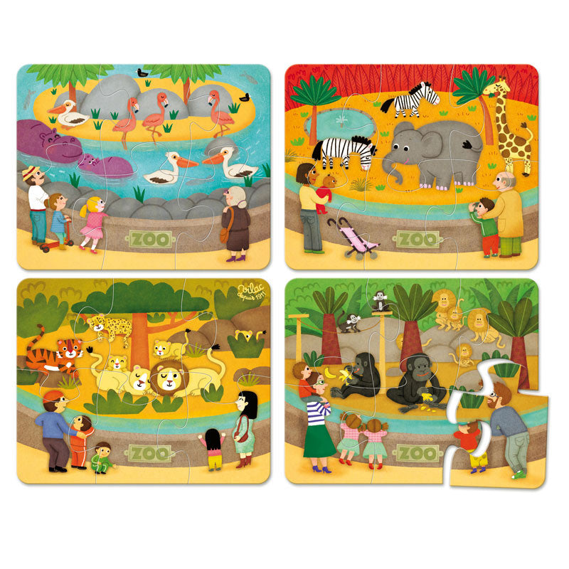 Vilac Wooden Puzzles, Zoo - Set of 4