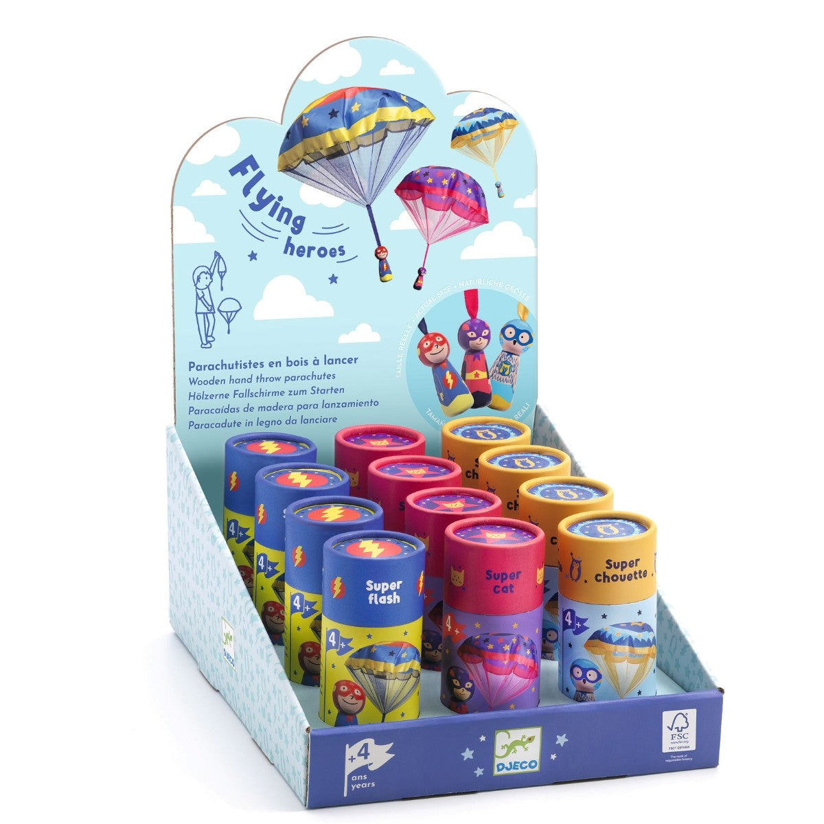 Djeco Parachute Jumper, Flying Heroes – Assortment