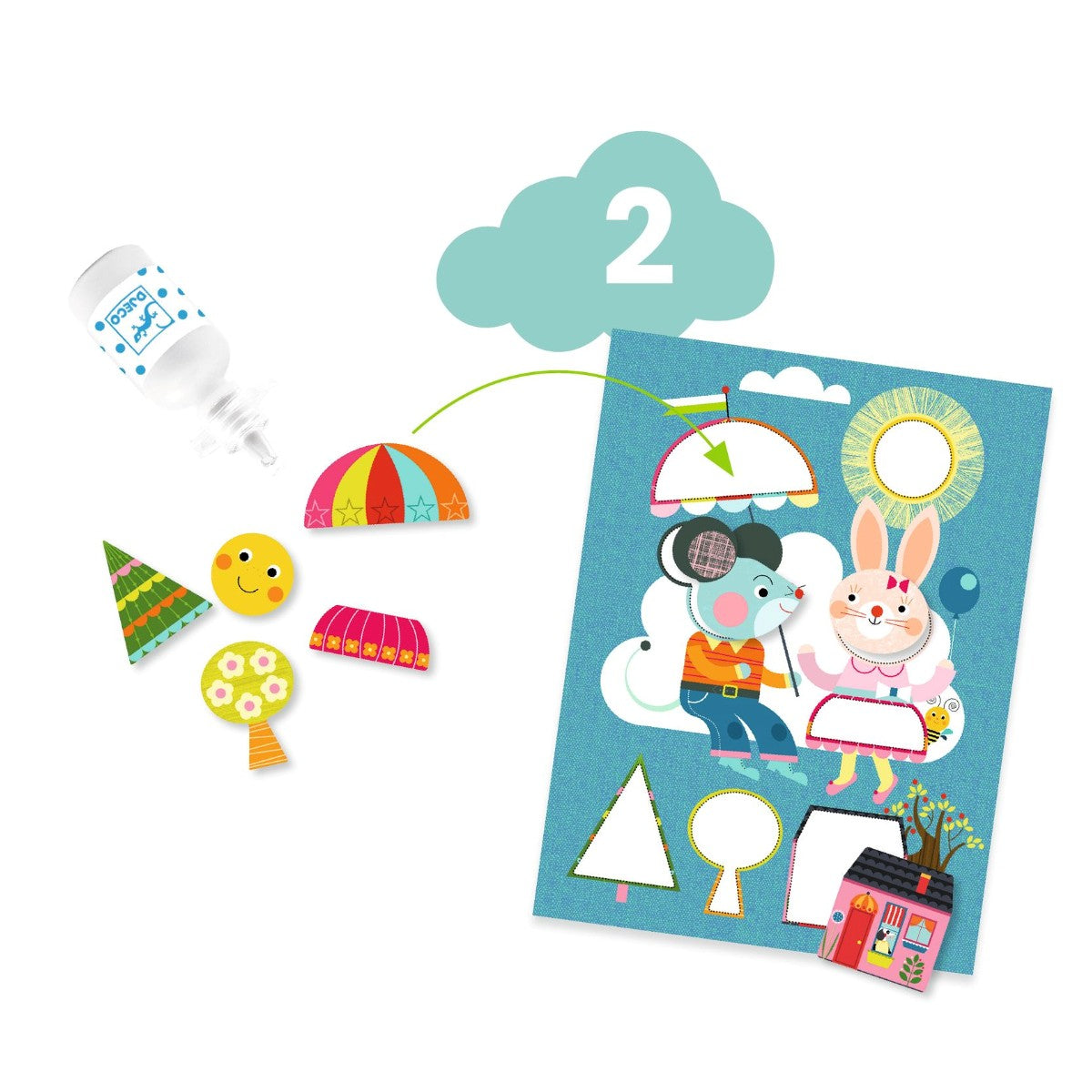 Djeco Creative Activity Box, Cat and Her Friends - From 18 Months