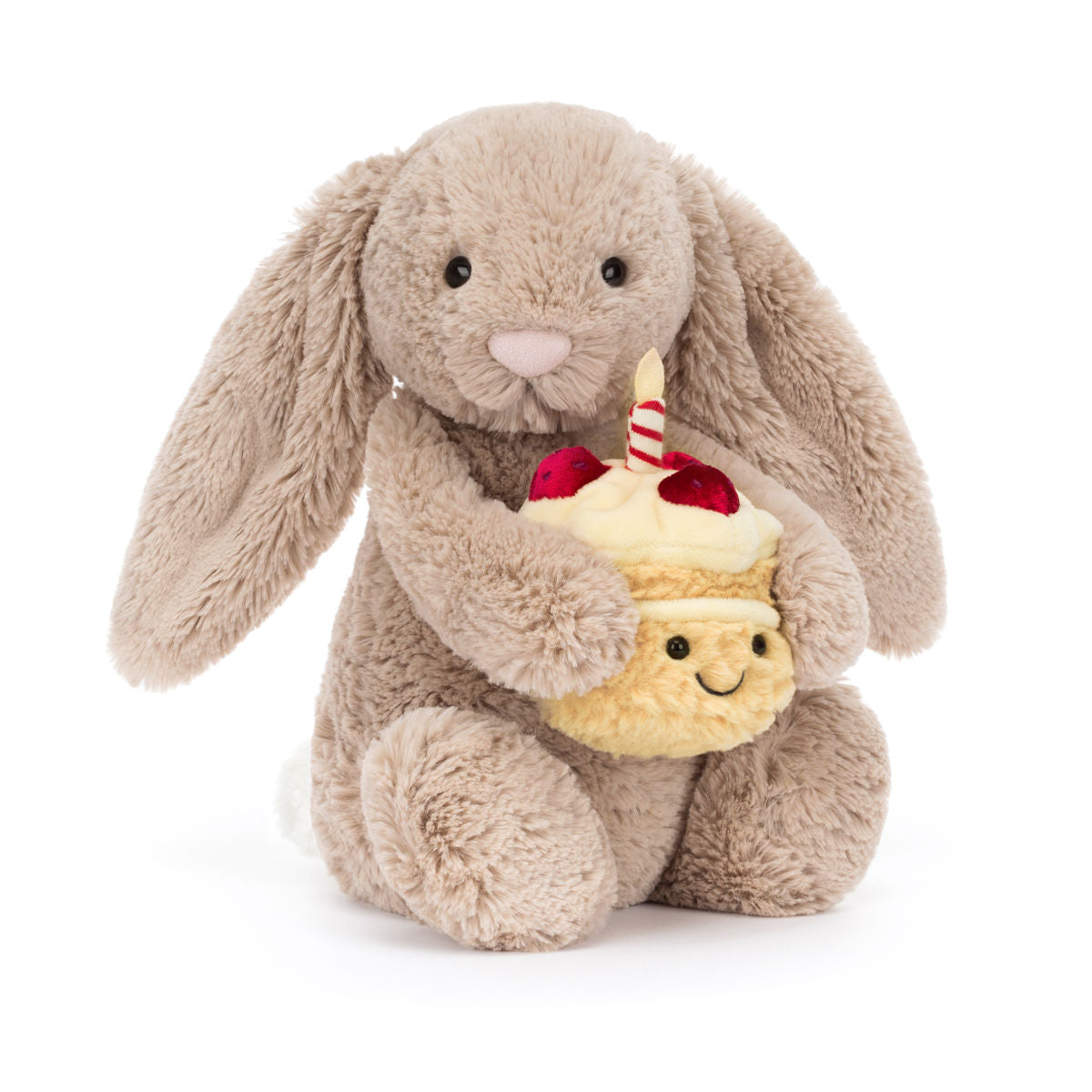 Jellycat Stuffed Animal, Bashful Birthday Bunny with Cake - 31 cm