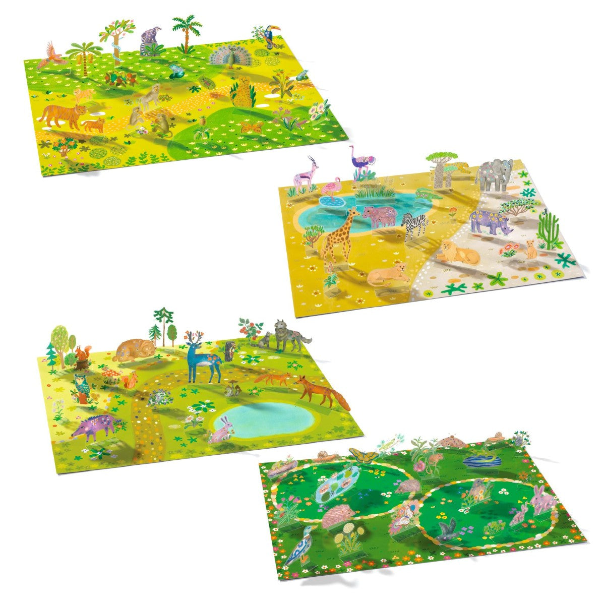 Djeco Creative Stand-Up Stickers, Animals