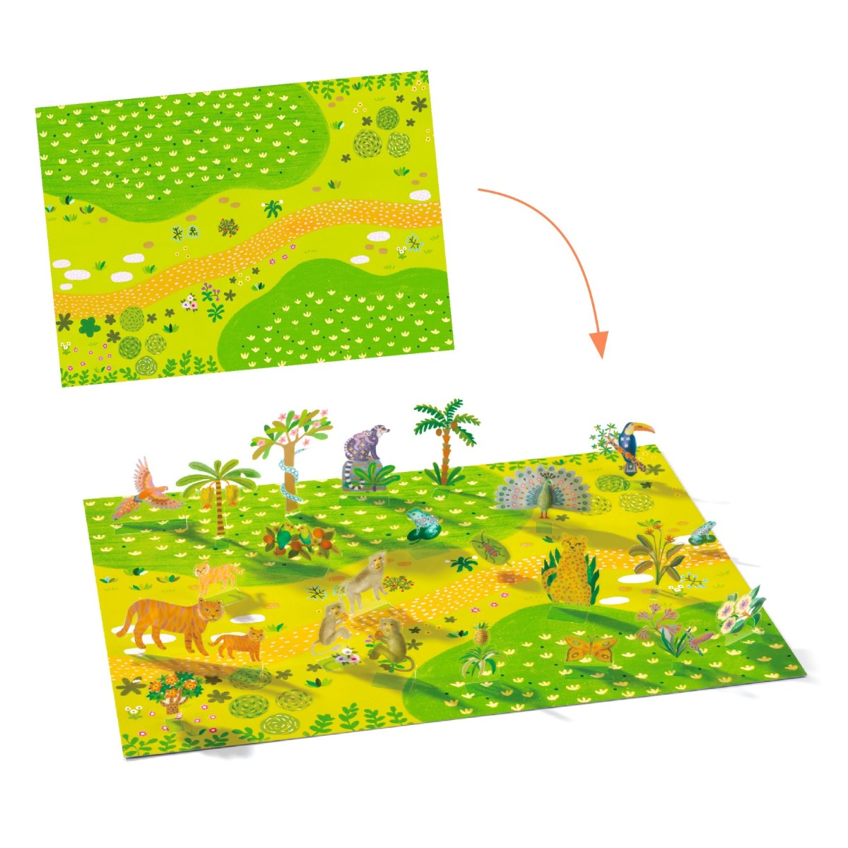 Djeco Creative Stand-Up Stickers, Animals