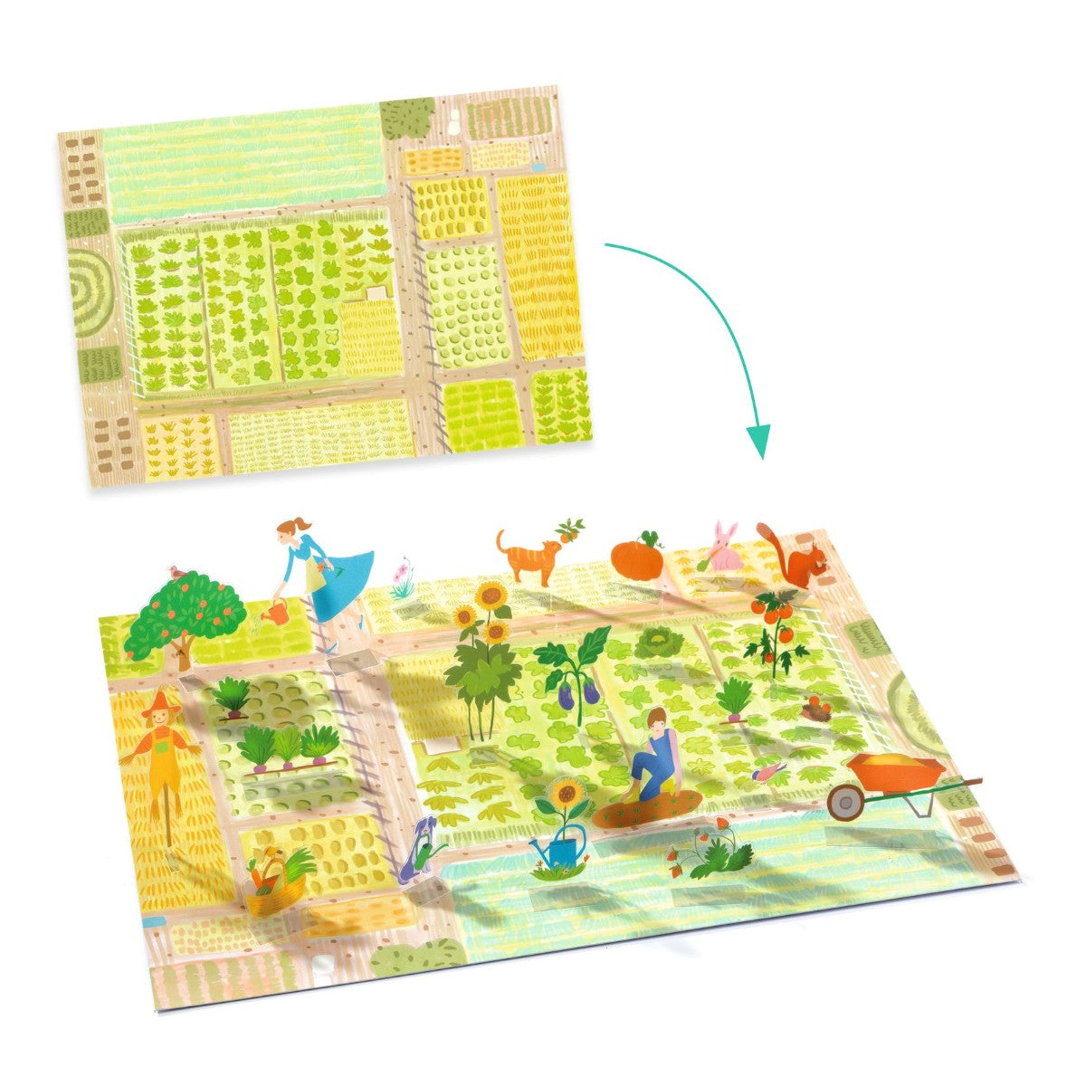 Djeco Creative Stand-Up Stickers, Farmyard