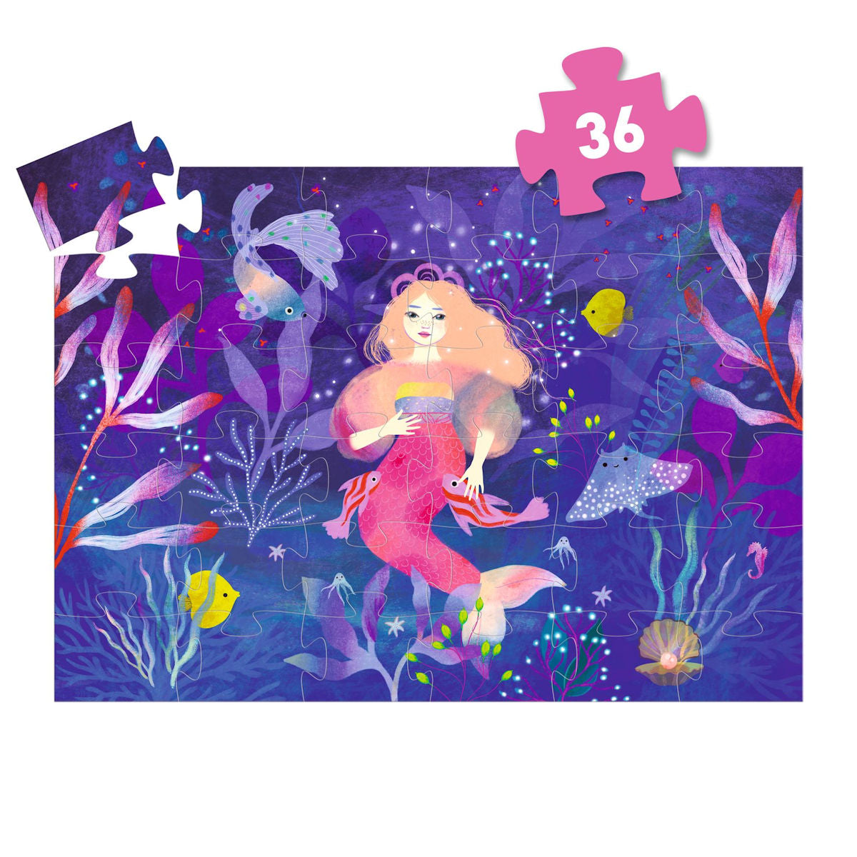 Djeco Silhouette Puzzle, Mermaid Ella - 36 Pieces