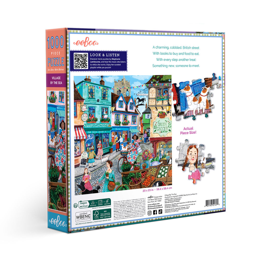 eeBoo Puzzle 1000 pieces, Village by the Sea