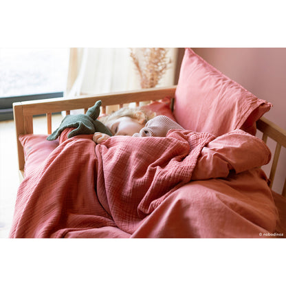 Nobodinoz Baby Blanket, Wabi Sabi Double Muslin, 65 x 100 cm - Rosewood