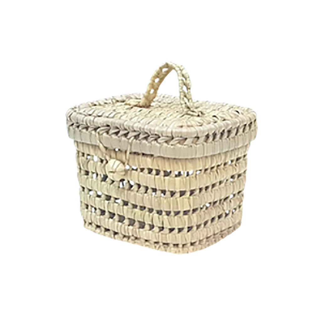 Lubilu Mini Picnic Basket made from Palm Leaves, 16 x 25 x 13 cm