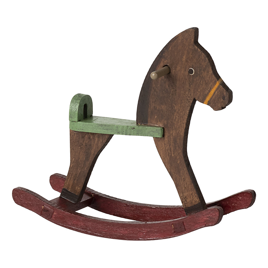 Maileg Doll Accessories for Mice, Rocking Horse - Dark Brown