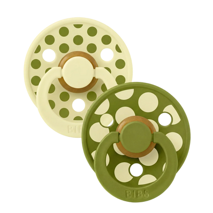 Bibs Pacifiers in Natural Rubber, Size 2 – Polka Luna/Wasabi