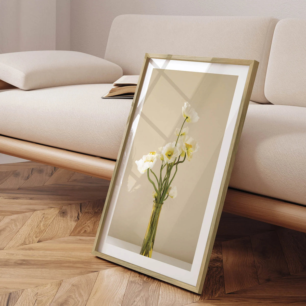Frame crafted from solid oak, available in multiple sizes