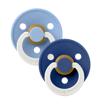 Bibs Natural Rubber Pacifiers, Size 2, 2-Pack – GLOW Sky Blue/Cornflower