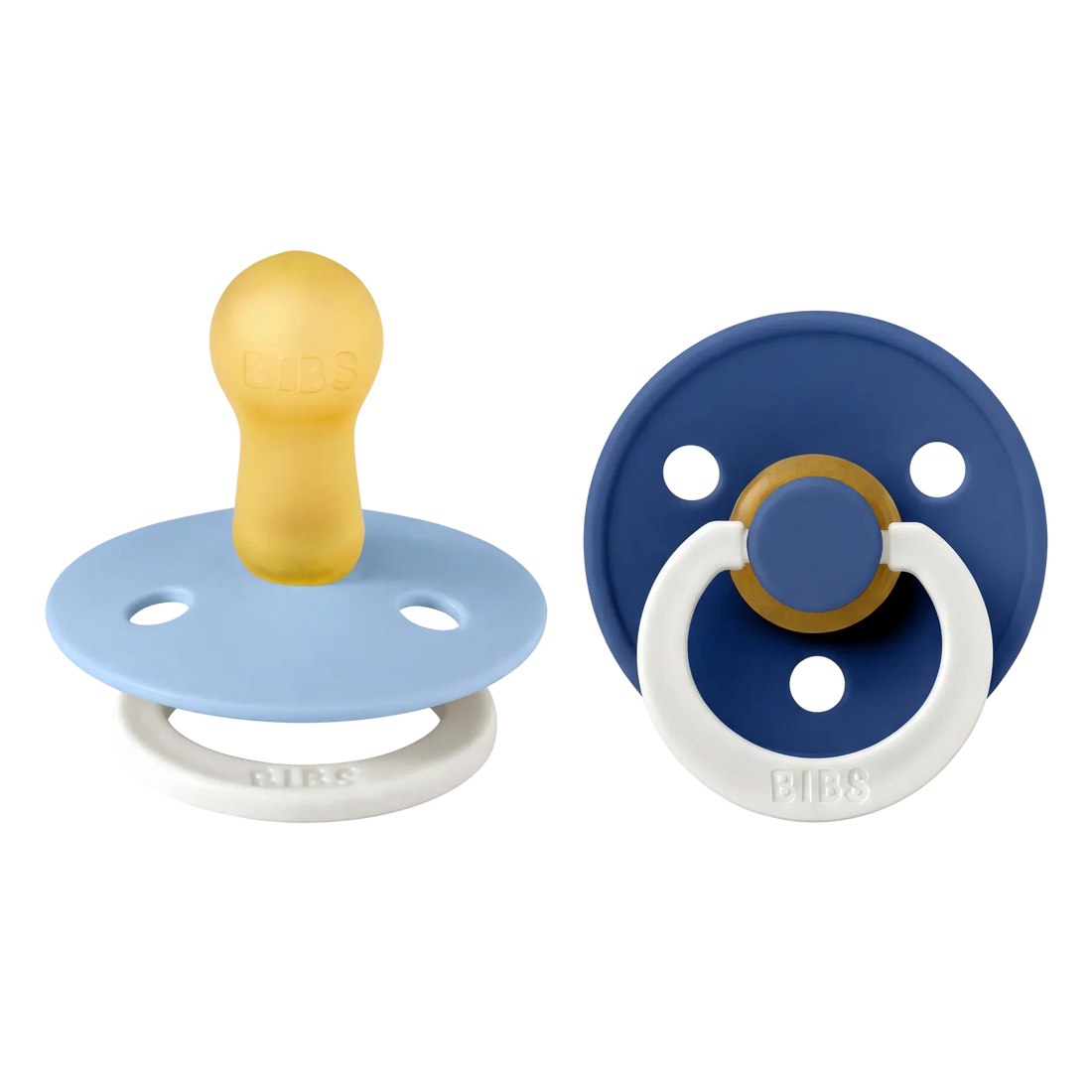 Bibs Natural Rubber Pacifiers, Size 2, 2-Pack – GLOW Sky Blue/Cornflower