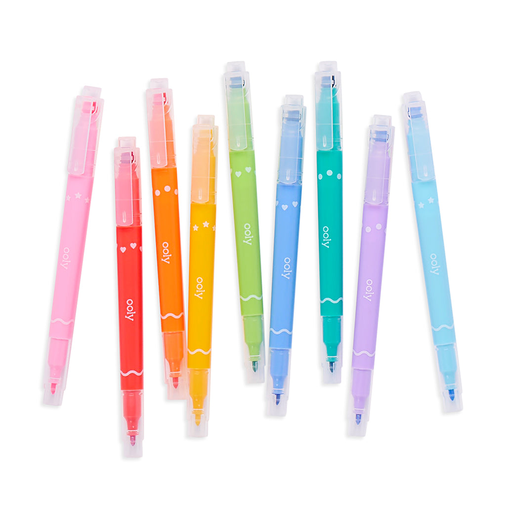 Ooly Confetti Stamp Markers, Double-Ended - Set of 9