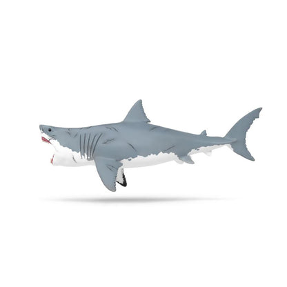 Schleich Megalodon legetøjsfigur af grå haj med åben mund
