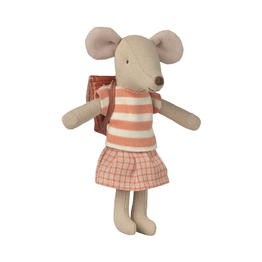 Maileg Cykel Mouse, Big Sister – Coral Backpack