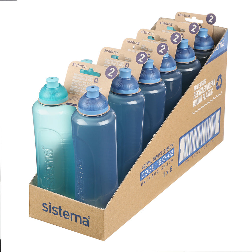 Swift Squeeze Bottle Drink System, 2-Pack 480 ml - Ocean Bound