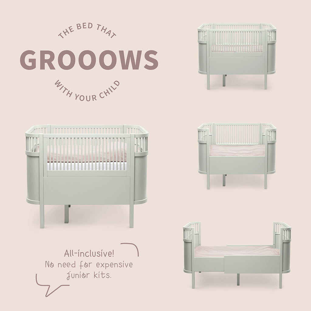 Sebra Bed, Baby and Junior - Mist Green