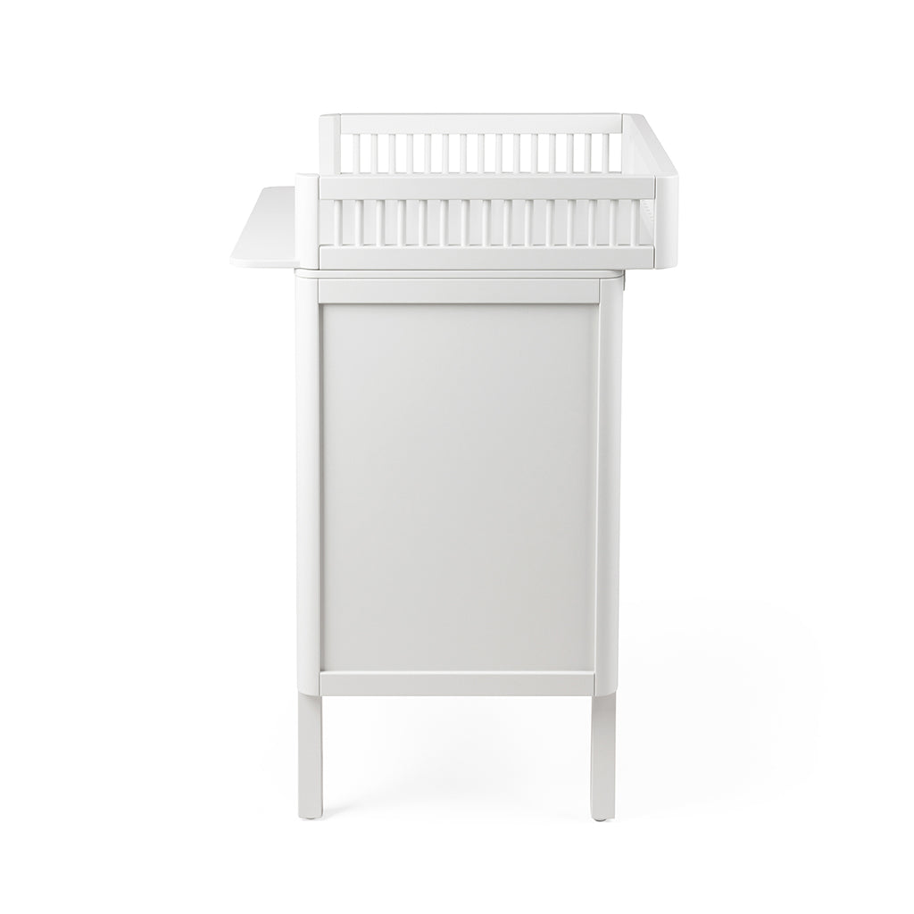 Sebra puslebord i træ, 2-i-1 design med skuffer i classic white