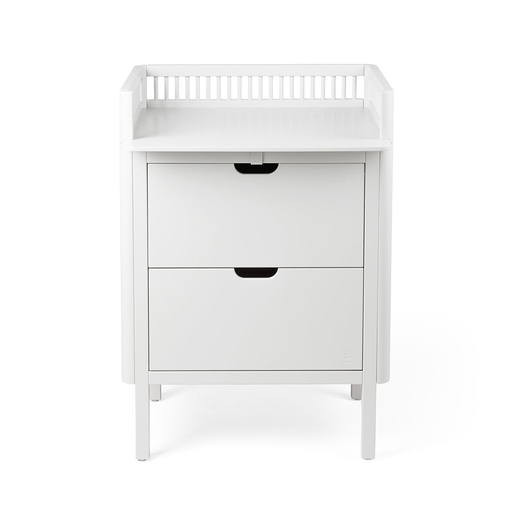 Sebra puslebord i træ, 2-i-1 design m. skuffer - Classic white