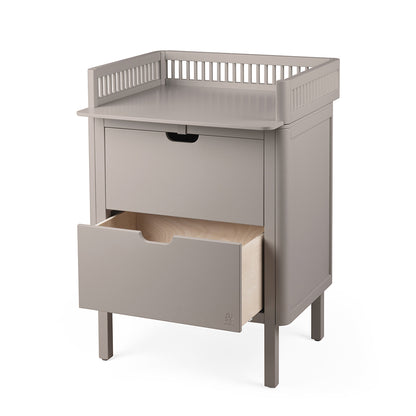 Sebra Wooden Changing Table, 2-in-1 Design with Drawers - Jetty Beige