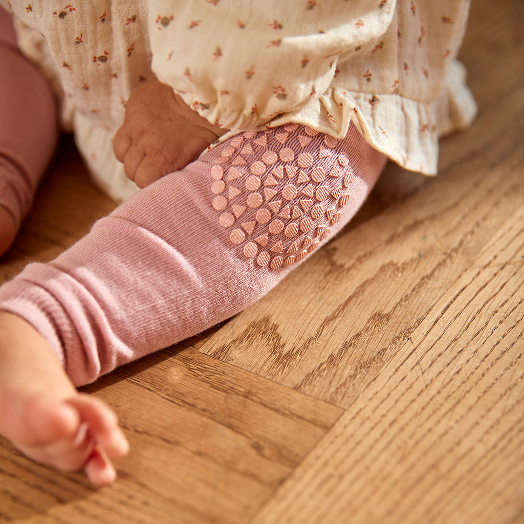 GoBabyGo Crawling Leggings with Grip Dots, Soft Pink