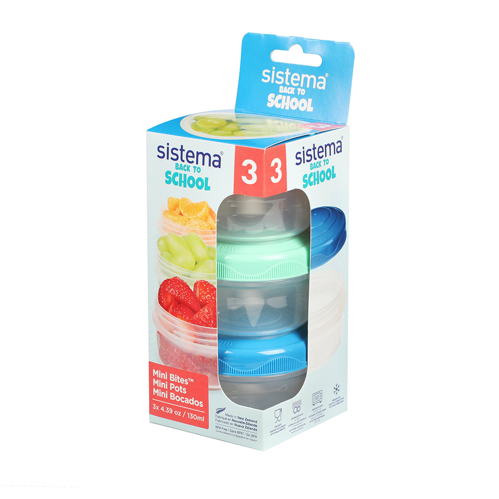 Sistema Mini Bites To Go snackbøtter 3-pak 130 ml, vinkelbillede af produkt